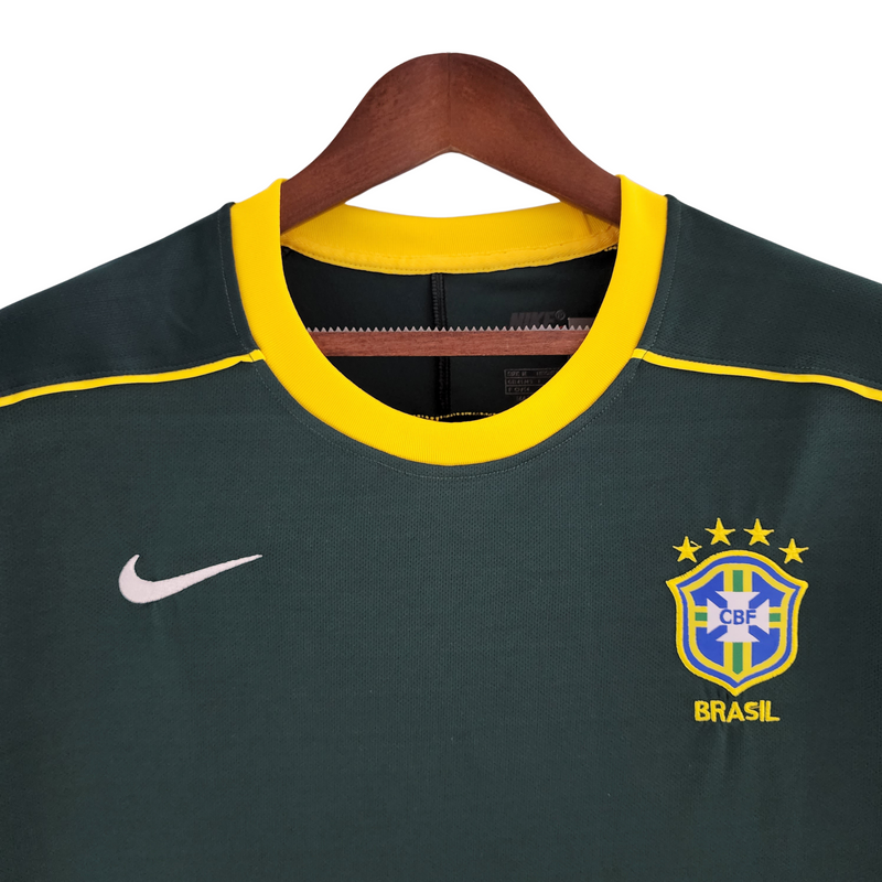 Camisa do Brasil Retrô Home 1998 Verde Escuro